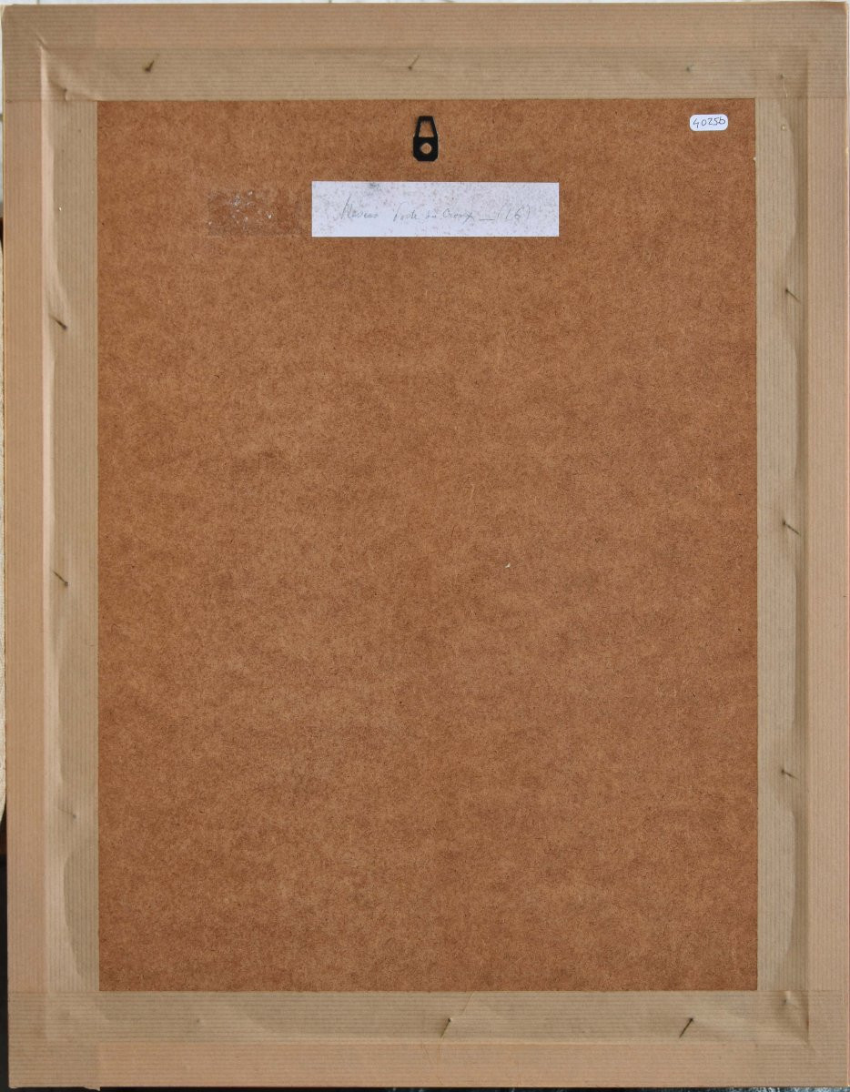 René Leverd "the Croux Gate, "nevers"" Watercolor 38x28-photo-3